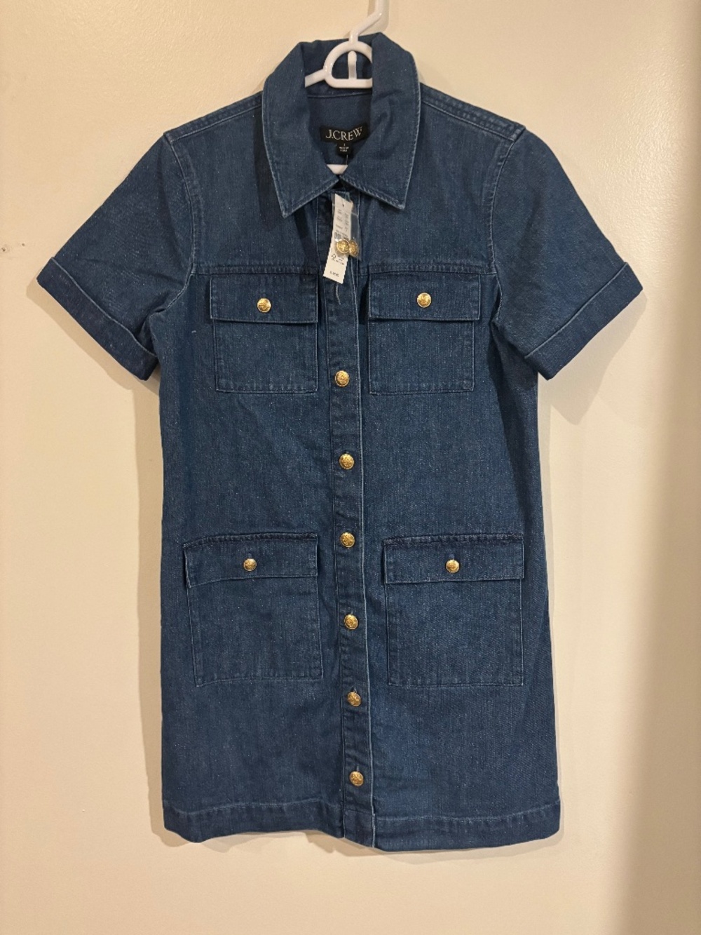 J. Crew Dark Blue Denim Button-Front Midi Dress